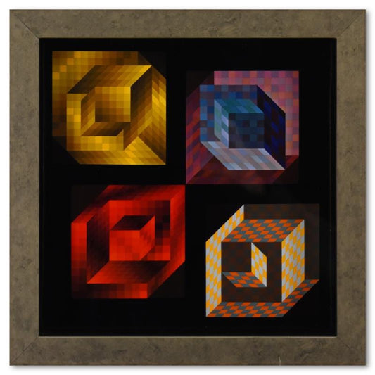 Vasarely; Axo (22, 2, 44, 33) de la serie Hommage A L'Hexagone