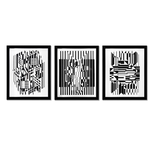 Vasarely; Tilla, Calcis, et Afa de la serie Lineaires (Triptych)