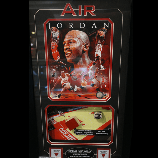 Michael Jordan Framed Set - 92' Replica Champ Ring & Stadium Floor Piece